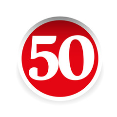 Number fifty red label vector