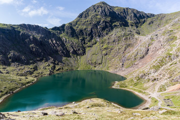 Naklejka na ściany i meble Mount Snowdon, taken from the Pyg Track looking down at the Miner's Path