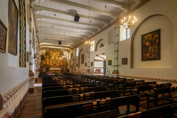 Interior of the church at Mission San Fernando Rey de Espana in Mission Hills, California