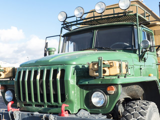 Obraz premium Reconstructed four wheel truck adapted as a ultra safe motor hom