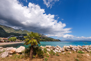 A beautiful view of coast in Ipsos on Corfu island. Greece.