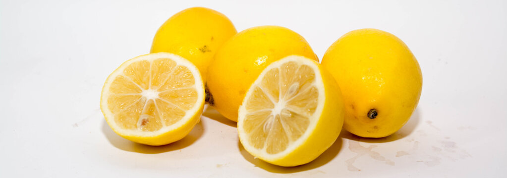 Fresh Lemon on White Background