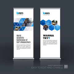 Vector set of modern roll Up Banner stand design with abstract b