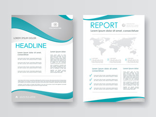 Cover design annual report,vector template brochures, flyers, presentations, leaflet, magazine a4 size. White with green abstract background