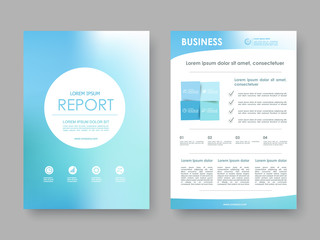 Cover design annual report,vector template brochures, flyers, presentations, leaflet, magazine a4 size. White with blue abstract background