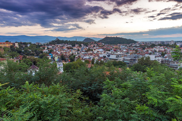 Fototapeta premium Amazing Panorama of city of Plovdiv from Nebet tepe hill, Bulgaria