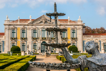 National Palace and sources of the gardens of Queluz, near to Lisbon, capital of Portugal