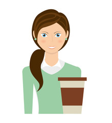 businesswoman avatar with business icon vector illustration design
