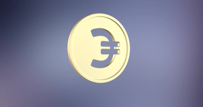 Animated Coin Euro Gold 3d Icon Loop Modules for edit with alpha matte
