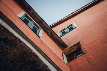 Red Building Architecture in Italian Town