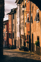 Sunrise Coming Around Village Buildings