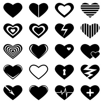 set of black hearts