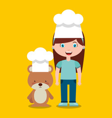 little chef kids menu vector illustration design