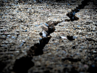 Cracked and separated of concrete floor