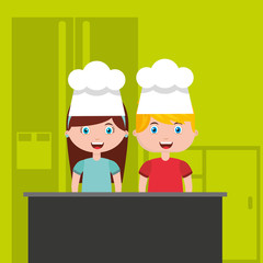 little chef kids menu vector illustration design