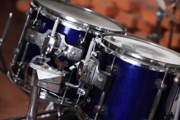 Naklejka na ściany i meble Set of drums in a recording studio