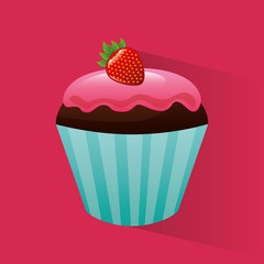 baked goods sweet cupcake vector illustration design