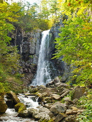 Benevskoy Waterfall on Elomovsky Spring in the Russian