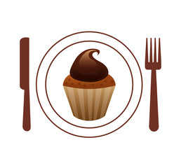 baked goods with cutlery vector illustration design