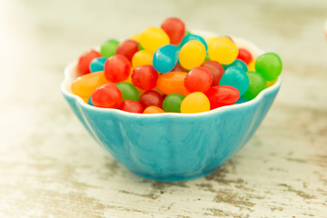 Bowl filled with jelly beans colors