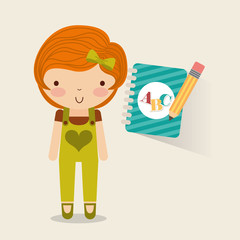 girl character student with supplies school vector illustration design