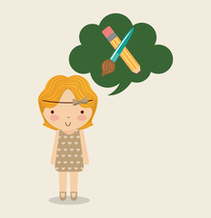 girl character student with supplies school vector illustration design