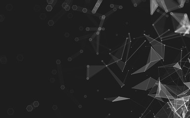 Abstract polygonal space low poly dark background, 3d rendering