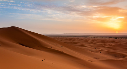 Fototapeta na wymiar Moroccan desert at sunset