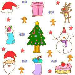 Doodle of Christmas full color vector