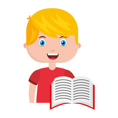 boy character student with school supplies vector illustration design