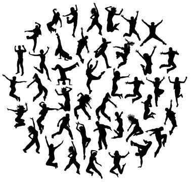 Hip Hop and Happy Jumping Expressions, art vector silhouettes design