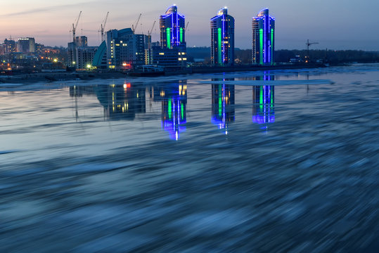 river ice city debacle evening