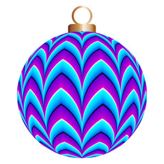 Christmas ball with blue zigzags (motion illusion)