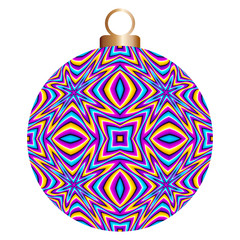 Christmas ball with colorful stars (motion illusion)