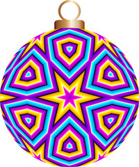 Fototapeta premium Colorful christmas ball with six-pointed stars (motion illusion)