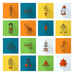 Diwali. Indian Festival Icons