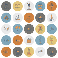 Set of Flat Autumn Icons