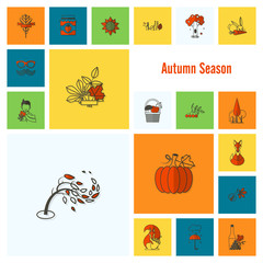 Set of Flat Autumn Icons