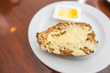 Toast bread in a white plate  .