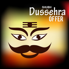Creative Offer banner or poster of dussehra with Ravana head.