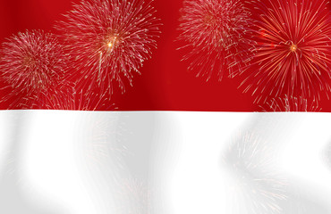 Fireworks on the Monaco flag copy space in the middle.Concept Ce