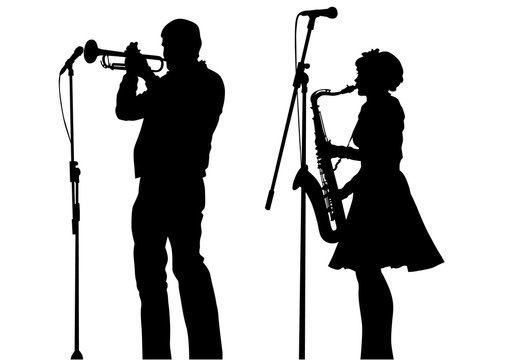 Concert of jazz music on white background