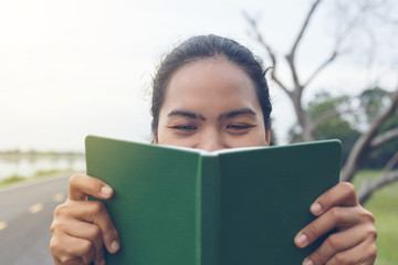 Beautiful women reading a book.