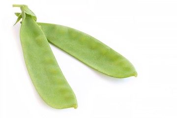 Snow Peas on White Background