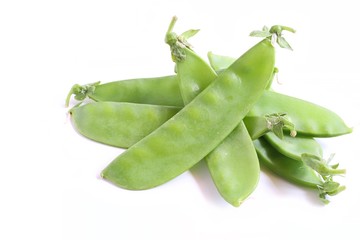 Snow Peas on White Background