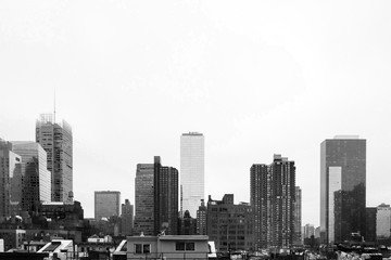 Midtown Manhattan, New York City, from a residential rooftops - in black and white