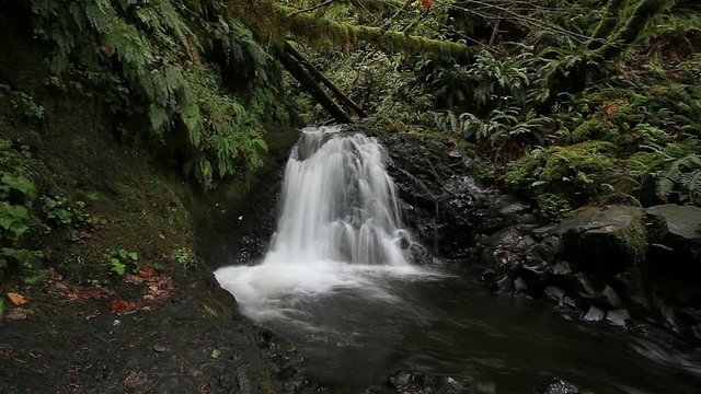 High definition movie of long exposure water flowing of Shepperd's Dell Falls in Oregon along Columbia River Gorge with audio 1080p hd