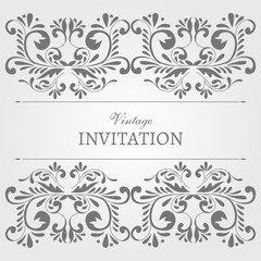Greeting or invitation card  or announcement, save the date card. Template ornament flyer. Vintage style.