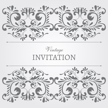 Greeting or invitation card  or announcement, save the date card. Template ornament flyer. Vintage style.