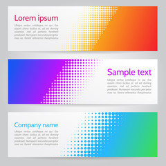 Colorful vector banners with halftone design